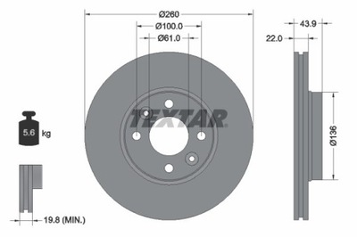 2X DISCO DE FRENADO RENAULT PARTE DELANTERA CLIO 05-/THALIA/MODUS/MICRA 03- 92119203  