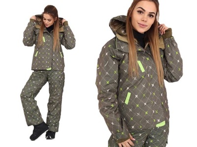 KURTKA NARCIARSKA NA NARTY SNOWBOARD DAMSKA ZIMOWA CIEPŁA 42 XL 112 KHAKI