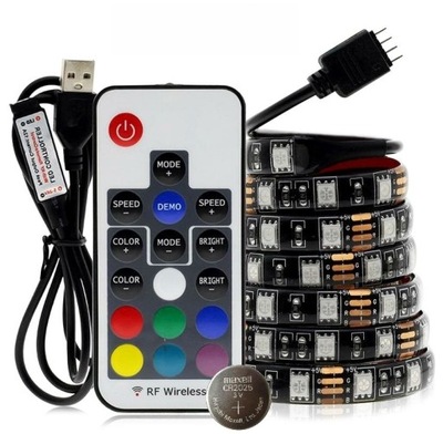 1 M TAŚMA LED RGB 5050 PODŚWIETLENIE TV USB PILOT