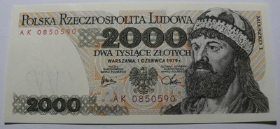 2000 zł 1979 r. MIESZKO I - ser. AK - STAN BANKOWY