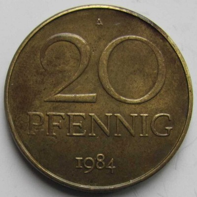 NRD 20 pfennig fenigów 1984 Niemiecka Republika Demokratyczna