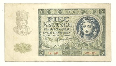 5 zlotych 1941 seria AB ładne