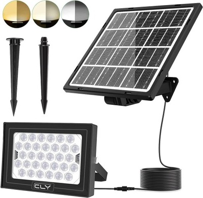 CLY Lampa solarna wbijana reflektor LED 3 barwy