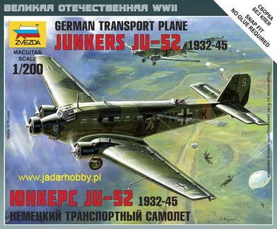 Zvezda 6139 1/200 German Transport Plane Junkers Ju-52