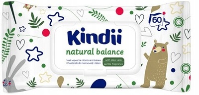 Kindii, chusteczki nawilżane natural balance, 60szt