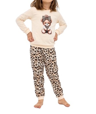 PIŻAMA DZIEWCZĘCA 100% BAWEŁNA WZÓR PANTERKA ROZ 110/116