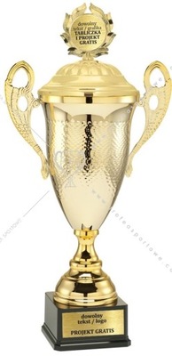 złoty Metalowy Puchar z Pokrywką 54 cm + GRAWER GRATIS