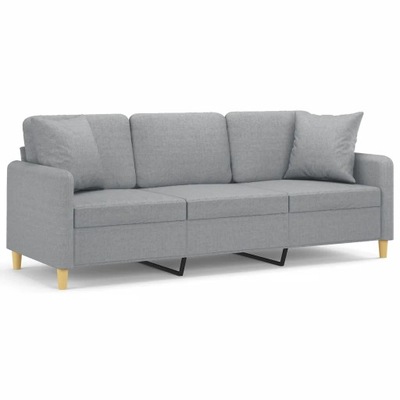 3-osobowa sofa z poduszkami, jasnoszara, 180 cm, t