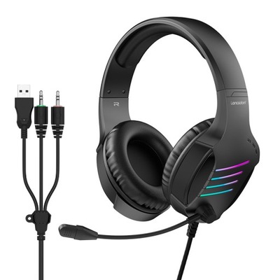SŁUCHAWKI GAMINGOWE Z MIKROFON DO PC PS4 LED RGB 3.5mm USB