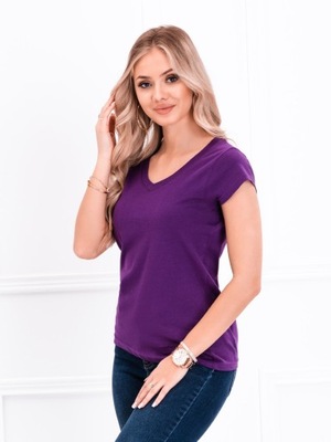 T-shirt damski koszulka basic 100% bawełna 002SLR fioletowy XXL