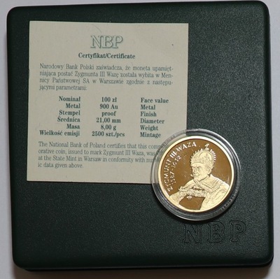 100 Złotych - Zygmunt III Waza - 1998 rok