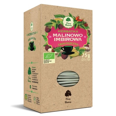 Herbatka malinowo - imbirowa BIO (25x3g) 75g - Dary Natury