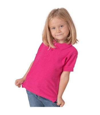 Koszulka Polo Dziecięca chłopiec-dziewczynka fuksja 134-140cm 9/11 lat