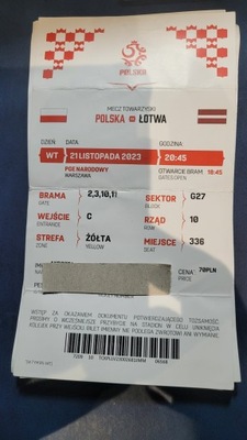 Bilet Polska - Łotwa dwa zgjęcie lub więcej
