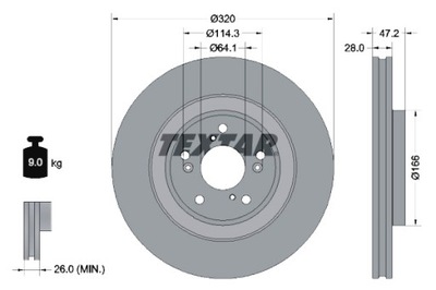 TEXTAR ДИСКИ ДИСКОВЫЕ ТОРМОЗНОЕ 2SZT. ПЕРЕД HONDA CR-V V 1.5 2.0H 12.16- фото