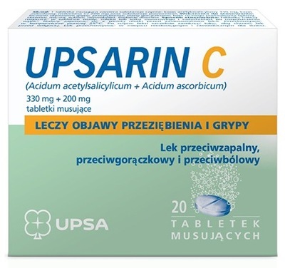 Upsarin C 330 mg + 200 mg, 20 tabletek musujących Grypa Przeziębienie