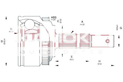 Kamoka шарнір привідний zew. opel corsa c 00- kamo фото №1
