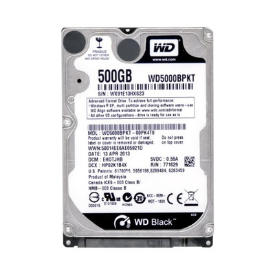 WD BLACK 500GB 7.2k 16MB SATA II 2.5'' WD5000BPKT