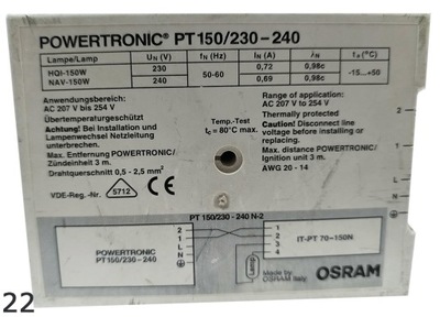 STATECZNIK POWERTRONIC PT150/230-240 OSRAM