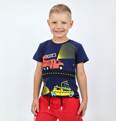 T-shirt Koszulka chłopięca dziecięca bawełna Endo Auta na Sygnale 110 cm