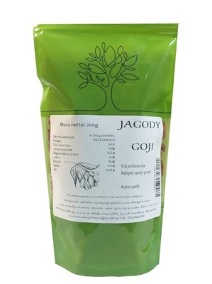 JAGODY GOJI 200 g SUSZONE OWOCE OD ECOBI