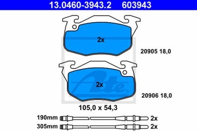 ZAPATAS DE FRENADO PARTE DELANTERA ATE 13.0460-3943.2  