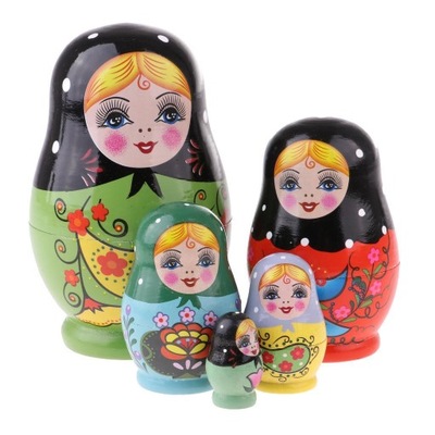 5 /zestaw Kolorowe Drewniane Rosyjskie Matryoshka