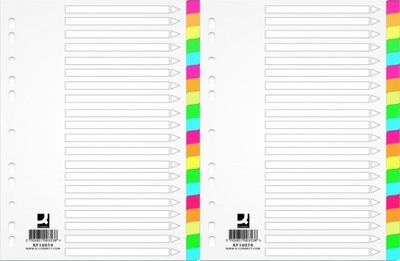 Przekładki PP gładkie A4 z kolorowymi indeksami Q-Connect 20 kart x 2 szt