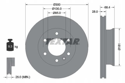 DISKU HAM. MERCEDES SPRINTER VW CRAFTER TEXTAR 93143203 DISKU STABDŽIŲ 