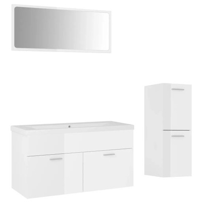 Zestaw mebli łazienkowych - biała szafka, umywalka, lustro