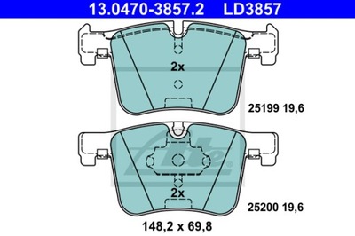 КОЛОДКИ ТОРМОЗНЫЕ ATE CERAMIC ATE 13.0470-3857.2