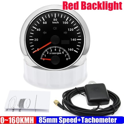 120KMH 200KMH GPS Speedometer Gauge+Tachometer 8000 RPM 85mm Dual Ga~79169