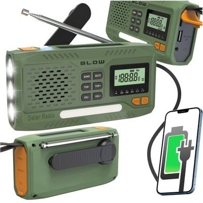 RADIO SOLARNE DYNAMO LATARKA POWERBANK USB SOS KEMPINGOWE MOCNE