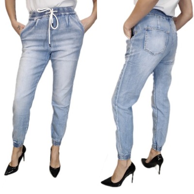 Spodnie joggery jeansowe damskie jeansy w gumę S