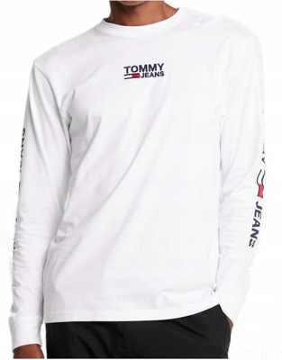 TOMMY JEANS Biały Longsleeve Logo Na Ramieniu L