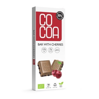 TABLICZKA BIAŁA Z WIŚNIAMI 60 % MNIEJ CUKRU BIO 40 g - COCOA (COCOA ) COCOA
