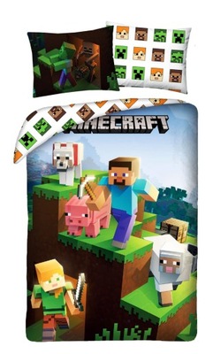 POŚCIEL MŁODZIEŻOWA MINECRAFT 140x200 GAMER GRA ALEX STEVE BABY PIG