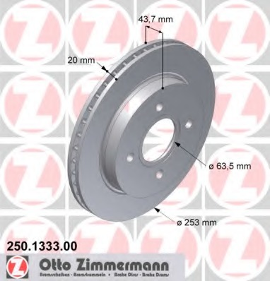 ZIMMERMANN FORD MONDEO MK2 253MM DISCOS PARTE TRASERA 250.1333.20  