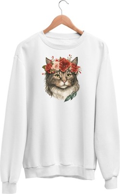 Bluza Kot Kwiaty Modna Boho 4 Modna Biała XL