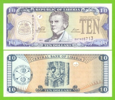 LIBERIA 10 DOLLARS 2011 P-27f UNC