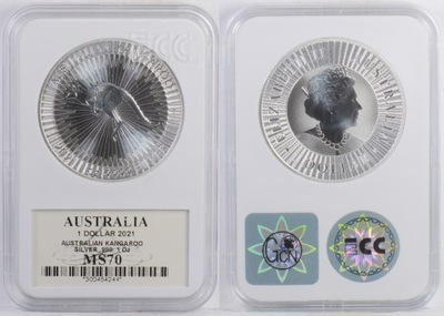 AUSTRALIA 1 DOLAR 2021 KANGUR SREBRO 1 UNCJA MS70