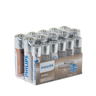 BATERIA ALKALICZNA PHILIPS 10xAA 6XAAA ZESTAW 16SZT Phil-LR036A16F/10 #319