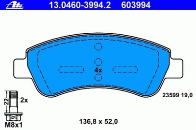 PADS FRONT PEUGEOT 206 1999-, CARGO 1996-  