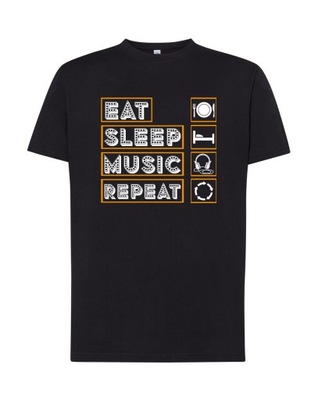EAT SLEEP MUSIC Koszulka męska z napisem o muzyce