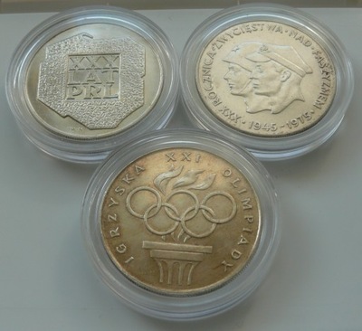 PRL - Zestaw - 3 monety 200 zł 1974 1975 1976 - SREBRO Ag (2)