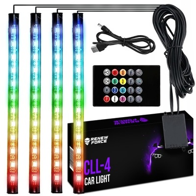 LEDY USB ILUMINACIÓN INTERIOR AUTO CABINAS COCHE RGB COLOR CONTROL REMOTO CINTA  