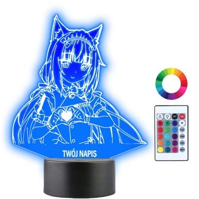 Lampka Nocna 3D Led Anime Nekopara Grawer Imię