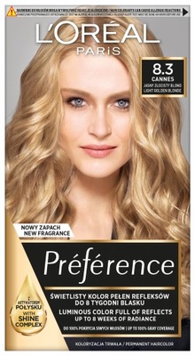 LOREAL Preference Farba do włosów Jasny Blond Złocisty X8.3 174ml
