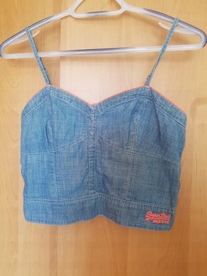 SUPERDRY krótka bluzka top a'la jeansowy r. S