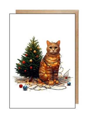 Pocztówka + eko koperta święta Boże Narodzenie wesołych świąt koty
